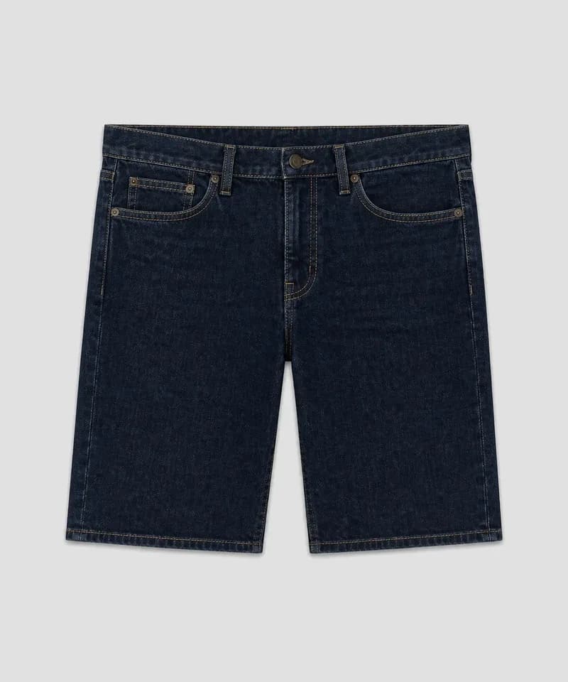 Bermuda jean slim straight azul oscuro — Bermudas