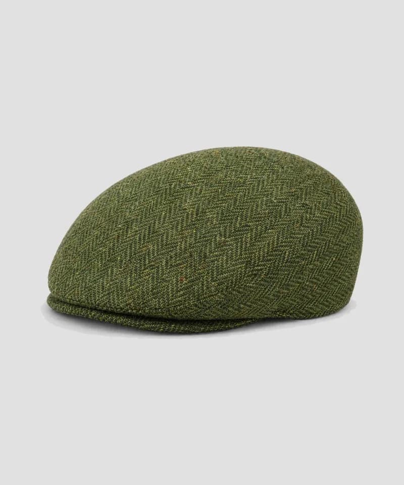 Boina plana Harris tweed verde — Boinas