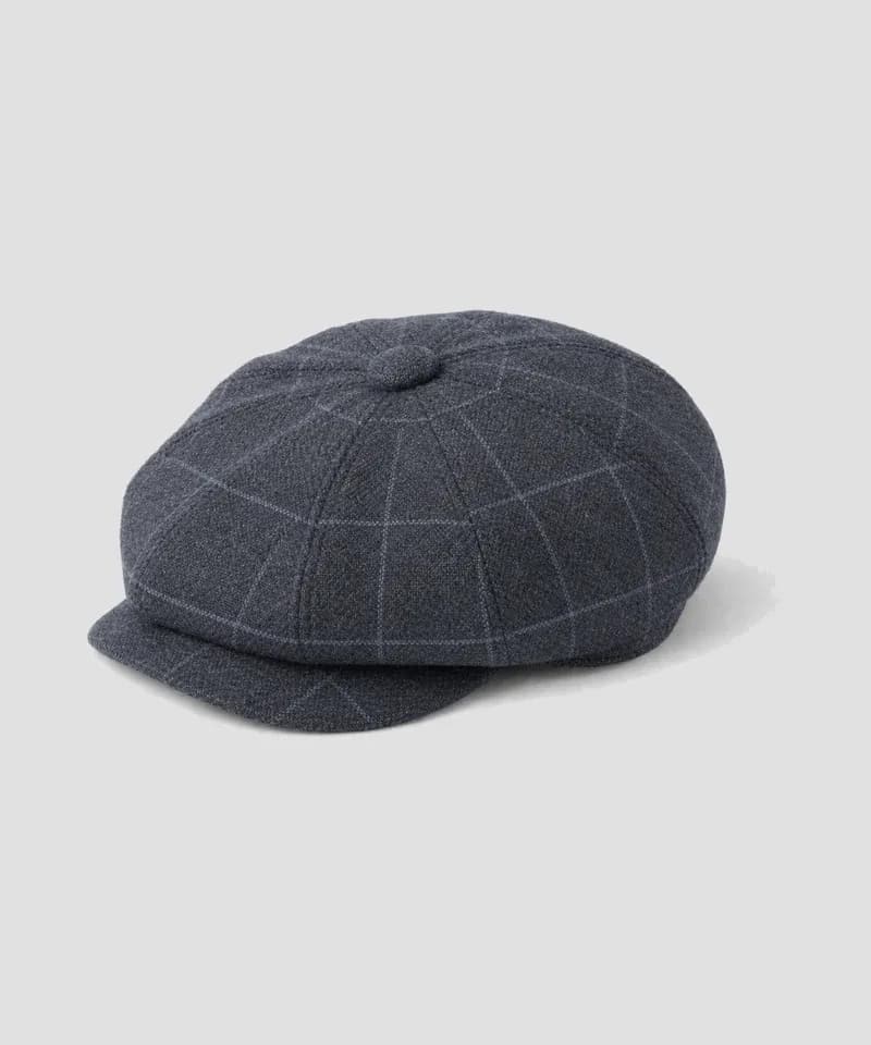 Boina newsboy windowpane gris — Boinas