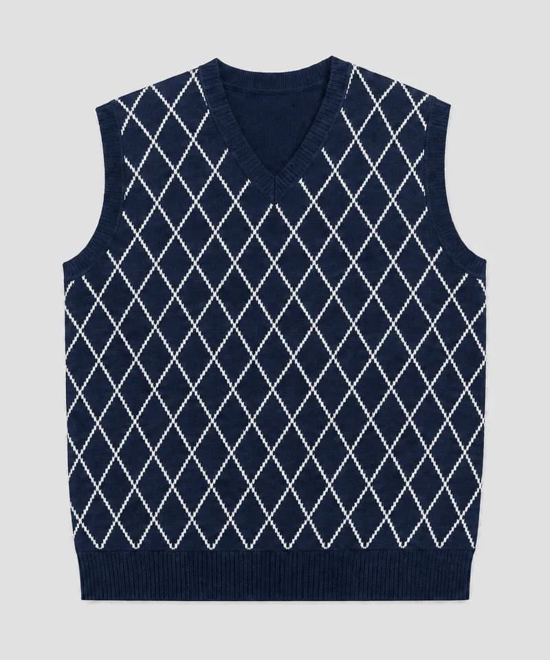Chaleco argyle azul marino y blanco — Sweaters
