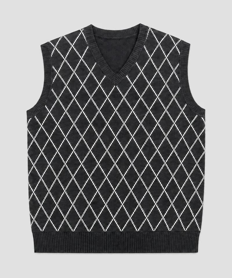 Chaleco argyle gris carbón y blanco — Sweaters