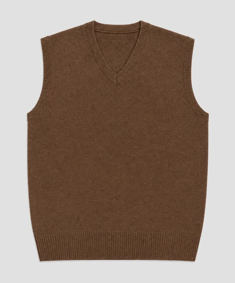 Chaleco escote V marrón — Sweaters
