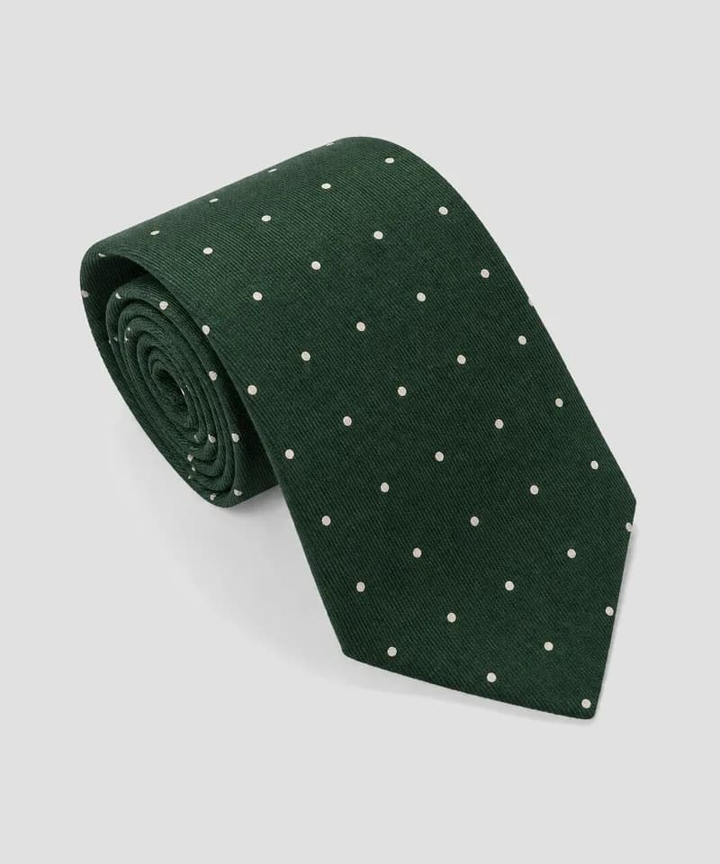 Corbata verde inglés con lunares — Corbatas