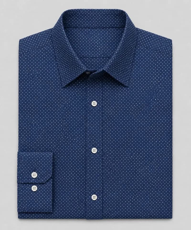 Camisa azul marino con micro puntos Buckingham — Camisas