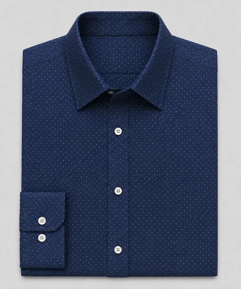 Camisa azul marino con puntos YSL (variante 02) — Camisas