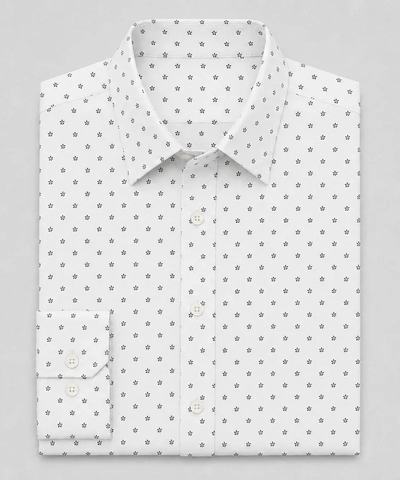 Camisa blanca con microestampado floral Venecia (flores oscuras) — Camisas