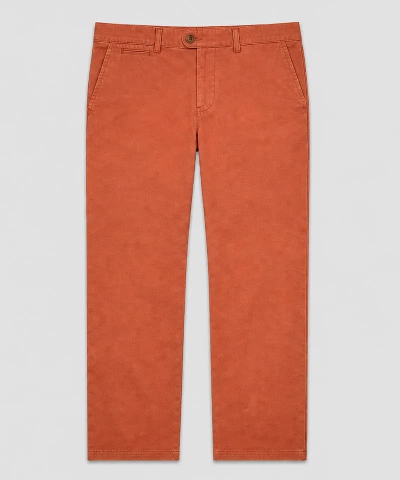Pantalón chino terracota de gabardina — Pantalones