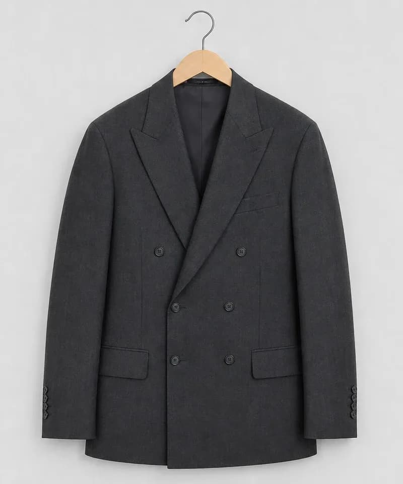 Saco cruzado gris antracita con solapa de pico — Sacos